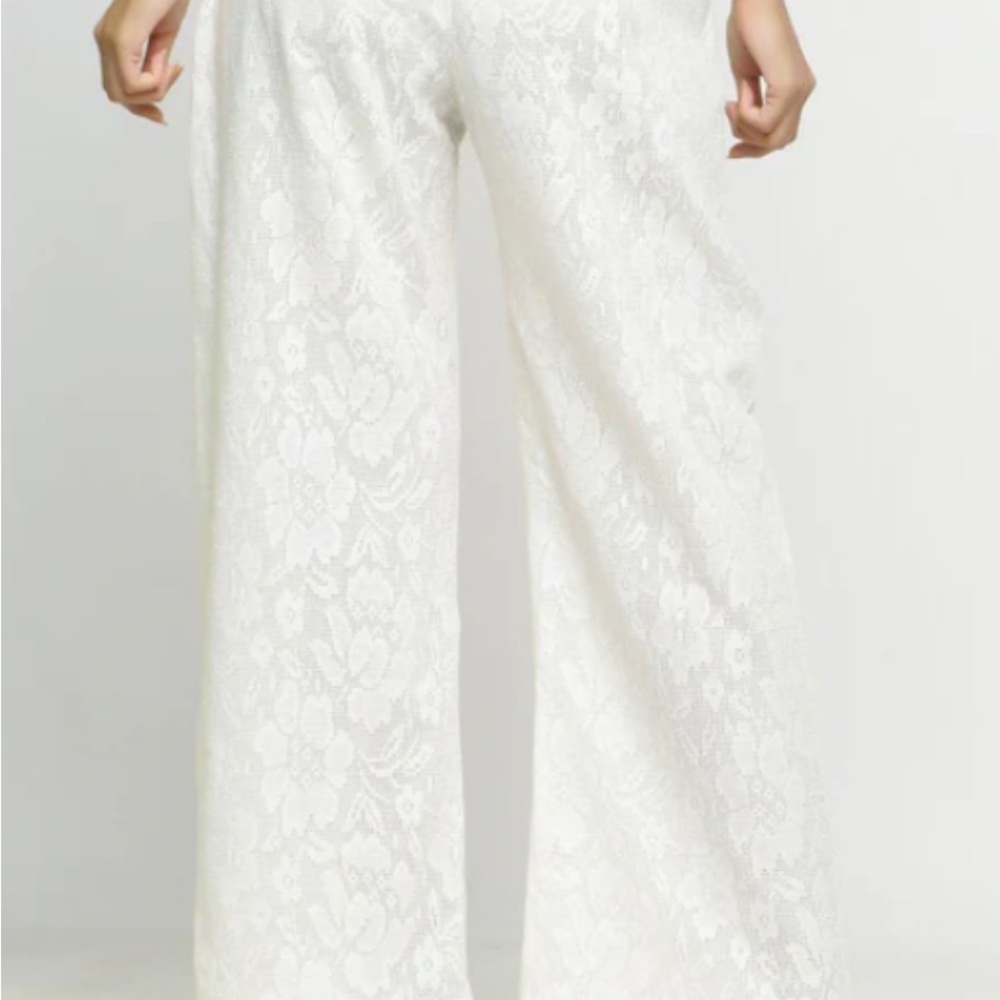New Anatomie White Sheer Lace Wide-Leg beach  Pants - Picture 9 of 10